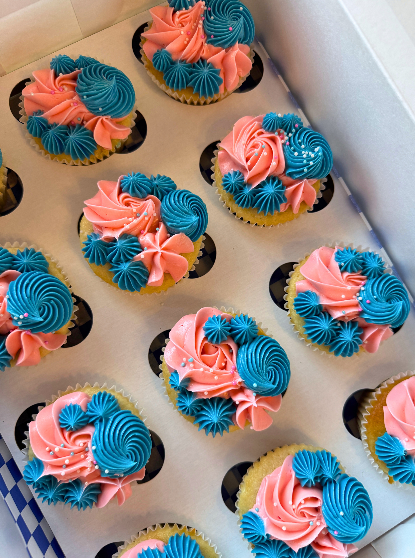 Rosette Gender Reveal Cupcakes