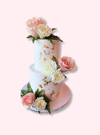 Gold Leaf Floral Cake
